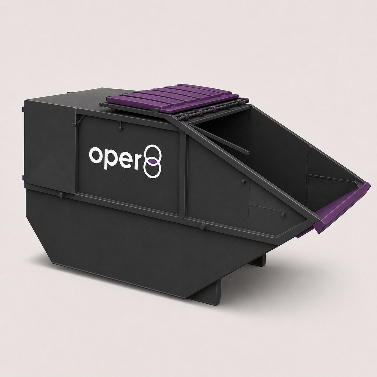 oper8-branded rear-end loader container