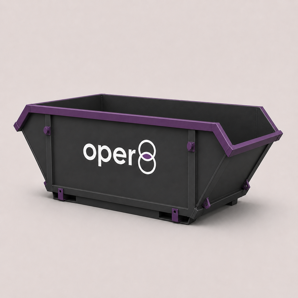 oper8-branded 8 yard builders' skip